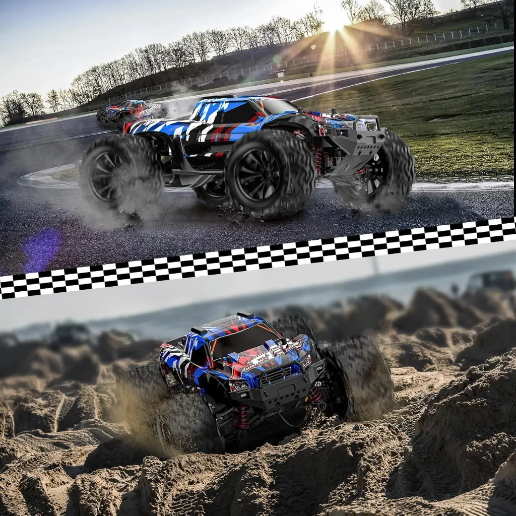 Remote Control Car 1:16, High Speed 40 km/h, 2.4 GHz, 4 WD, Radio-Controlled Monster Truck, Toy for Teenagers Aged 12 and over, 55 Minutes Playtime, Range 50 m, Radio-controlled car. (red)
